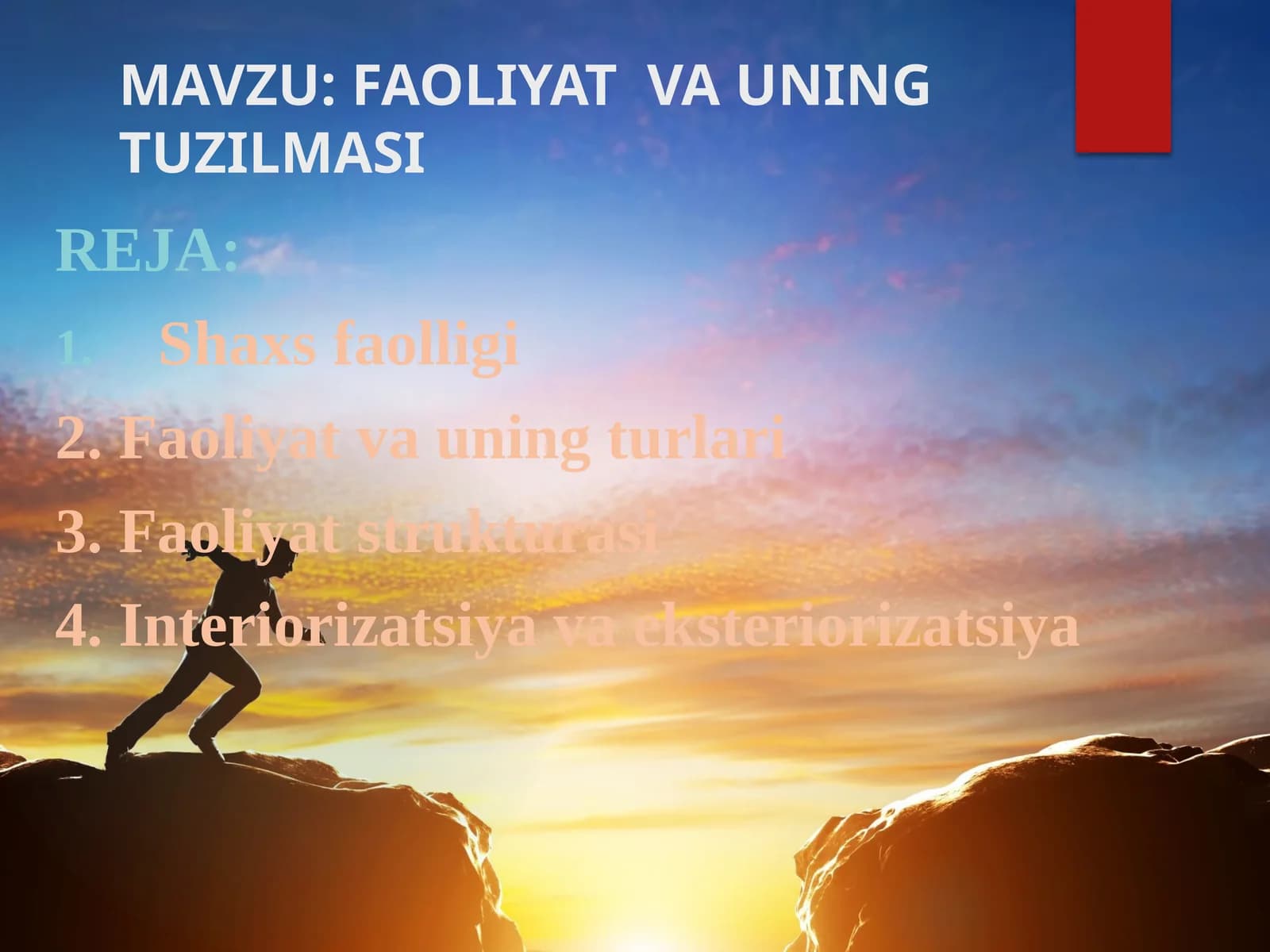 FAOLIYAT  va uning TUZILMASI