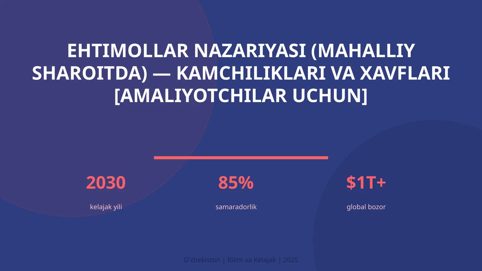 Ehtimollar nazariyasi (mahalliy sharoitda) — kamchiliklari va xavflari [amaliyotchilar uchun]