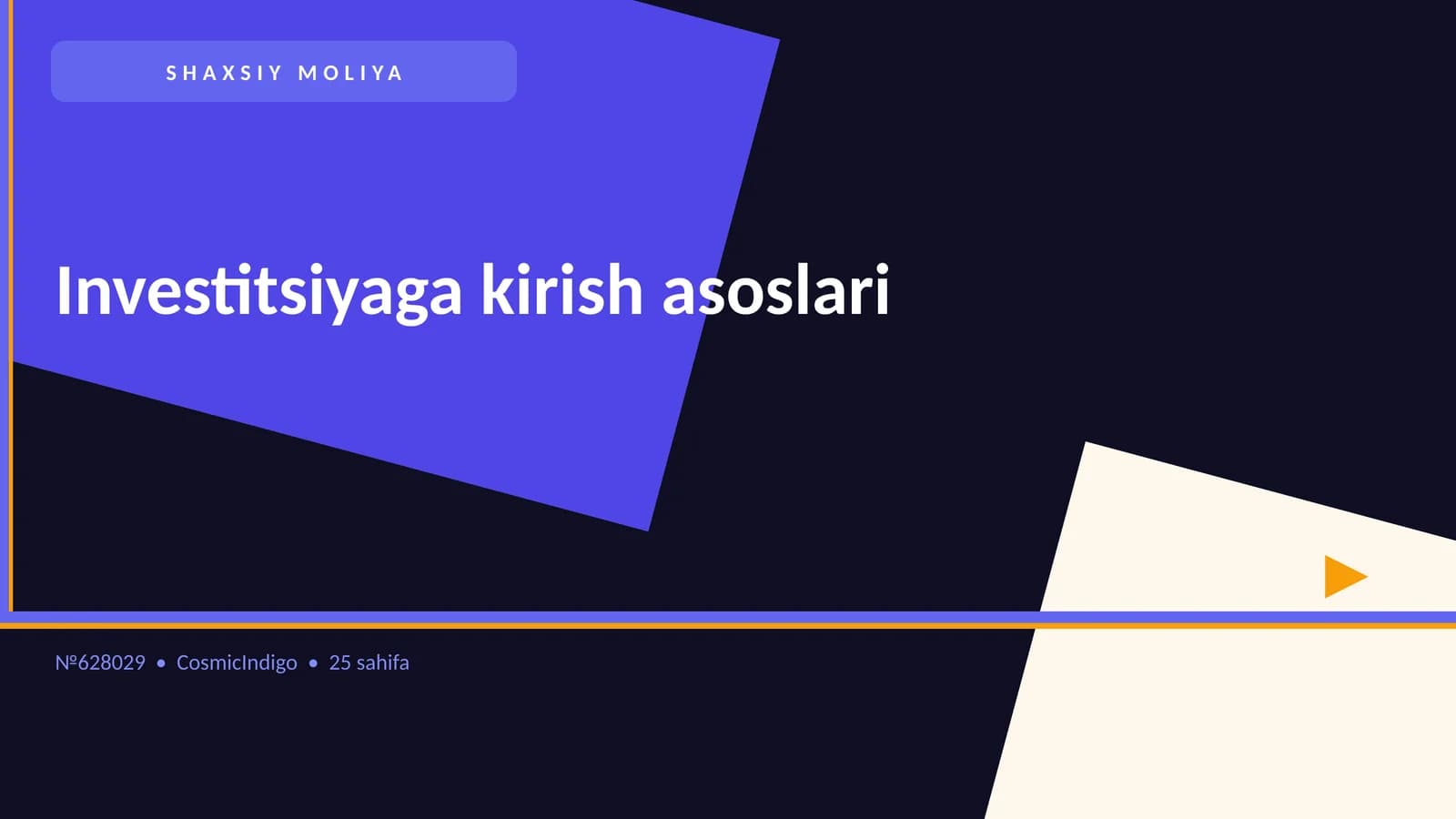 Investitsiyaga kirish asoslari haqida