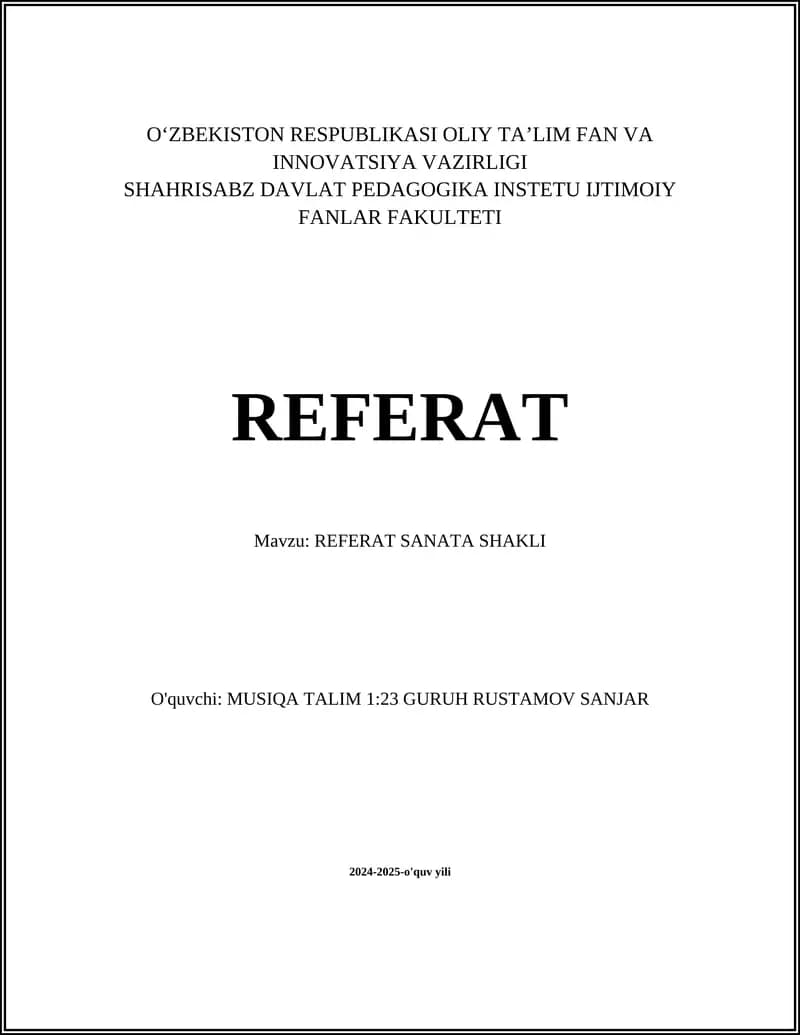 REFERAT SANATA SHAKLI