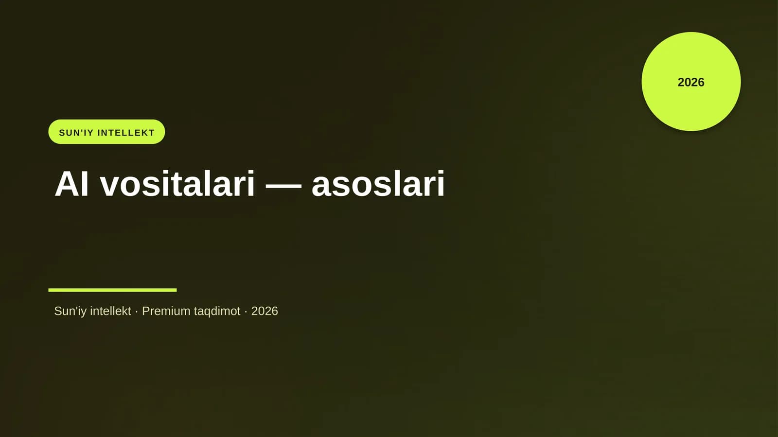 SUN'IY INTELLEKT AI vositalari — asoslari