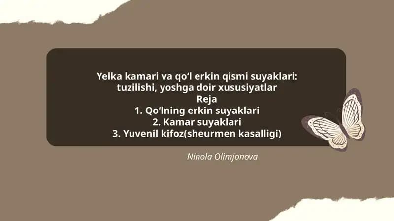 Yelka kamari va qoʻl erkin qismi suyaklari