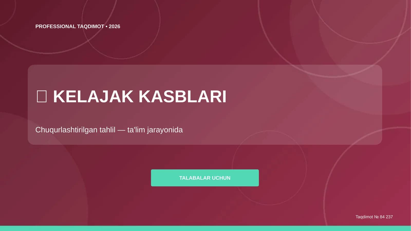 Kelajak Kasblari: Chuqurlashtirilgan tahlil (Talabalar uchun)