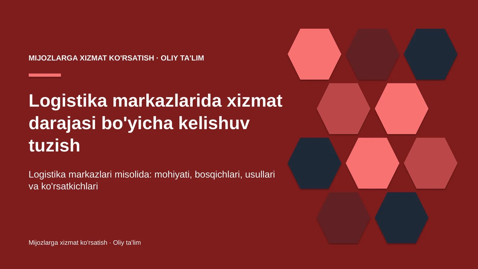 Logistika markazlarida xizmat darajasi bo'yicha kelishuv tuzish
