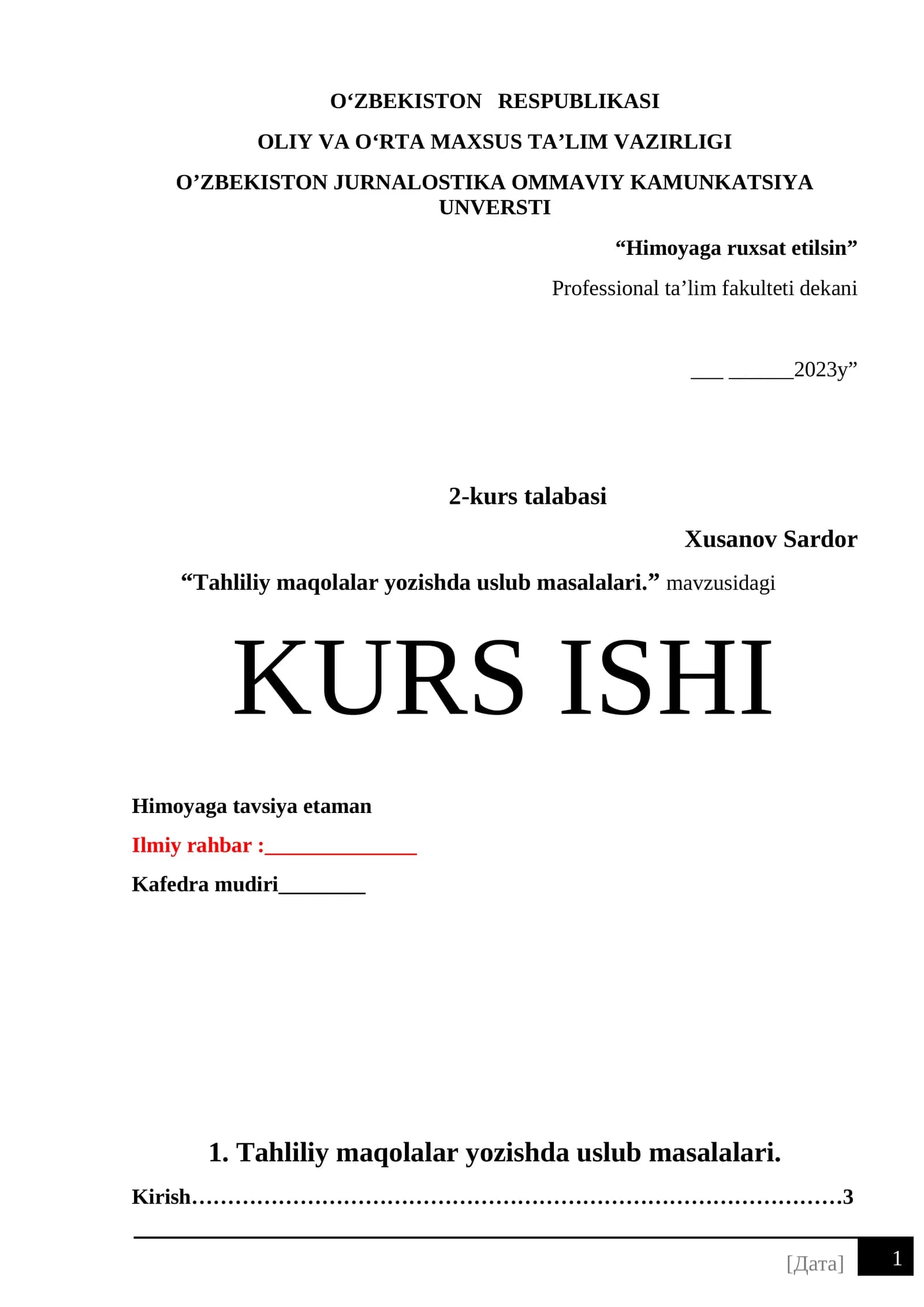 Tahliliy maqolalar yozishda uslub masalalari