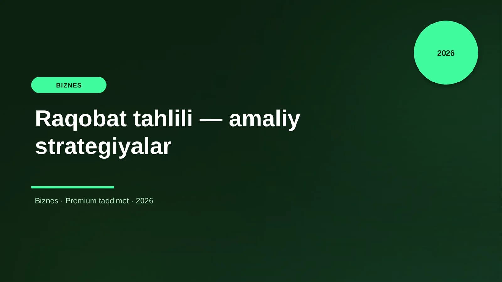 Raqobat tahlili — amaliy strategiyalar