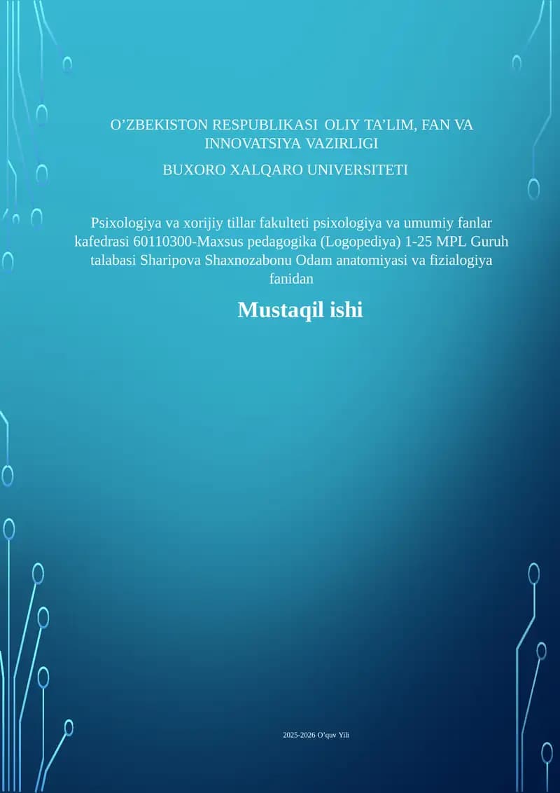 Maxsus pedagogika (Logopediya)