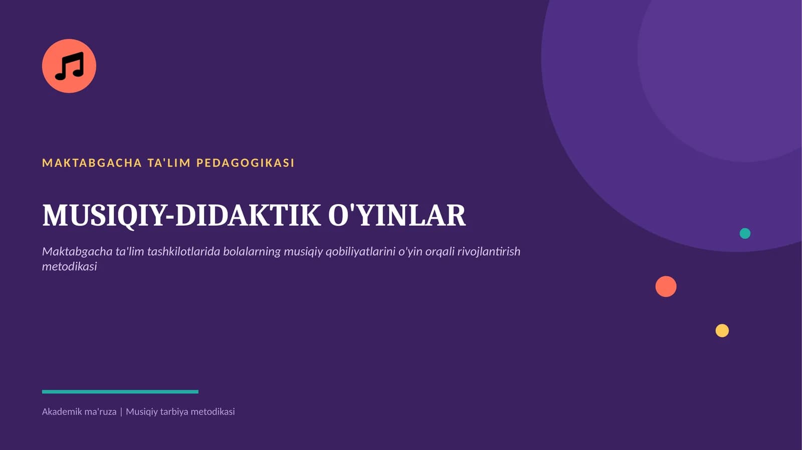 MAKTABGACHA TA'LIM PEDAGOGIKASI. maktabgacha taʼlim tashkilotlarida musiqaviy didaktik oʻyinlar