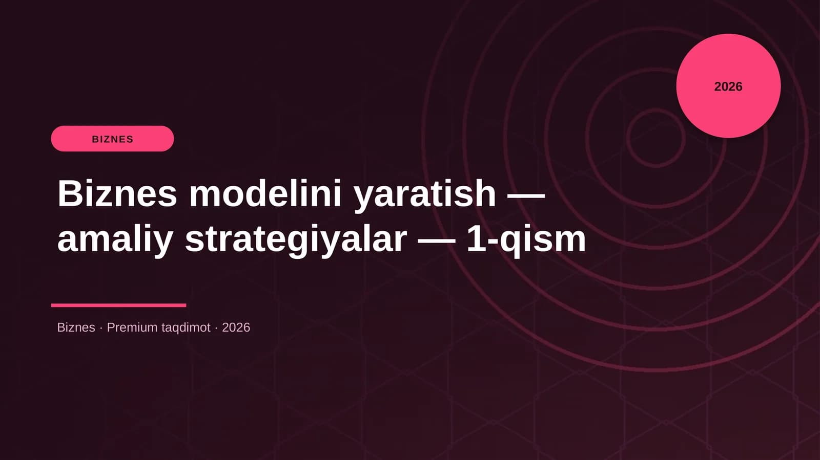 Biznes modelini yaratish — amaliy strategiyalar — 1-qism