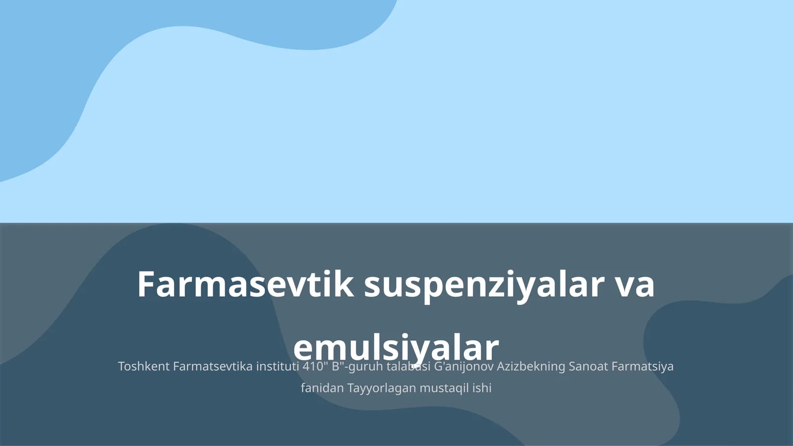 Farmasevtik suspenziyalar va emulsiyalar