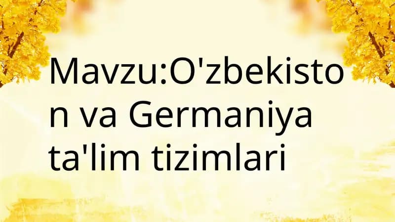 O'zbekiston va Germaniya ta'lim tizimlari