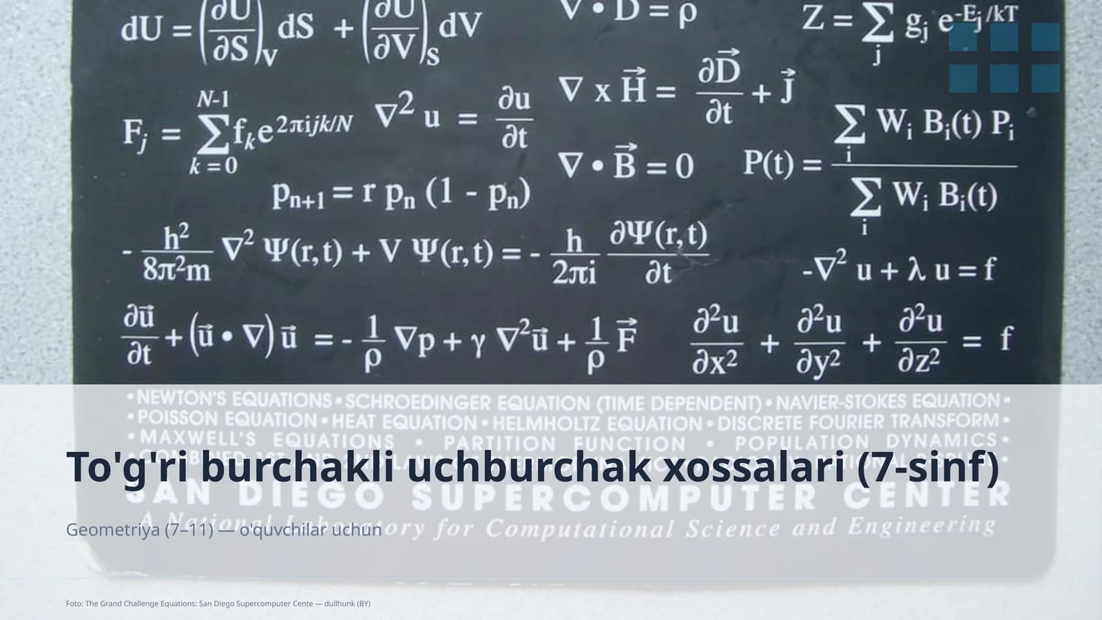 To'g'ri burchakli uchburchak xossalari (7-sinf)
