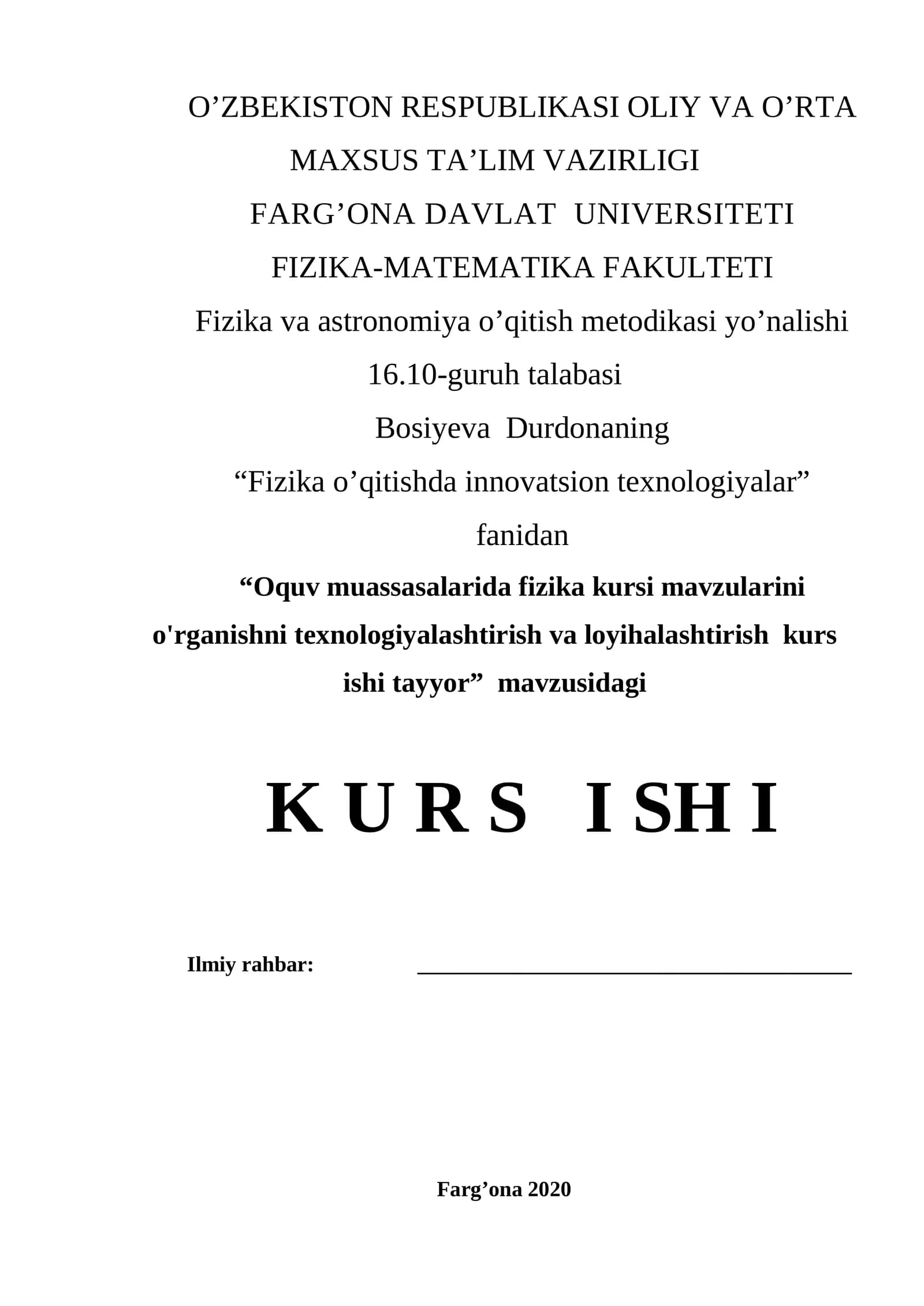 Fizika o’qitish metodikasi