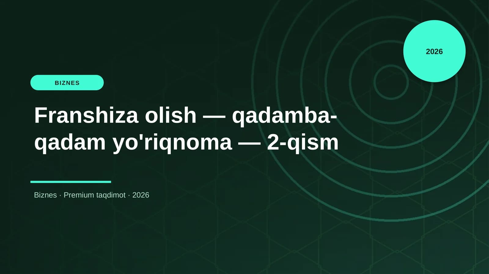 Franshiza olish — qadamba-qadam yo'riqnoma — 2-qism