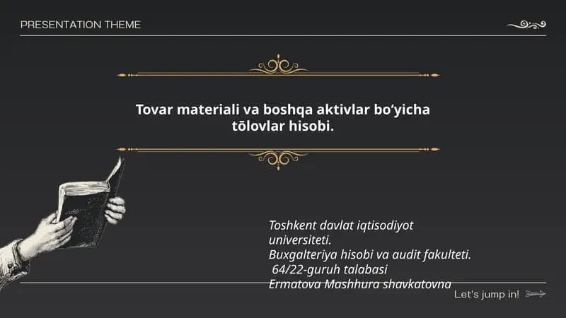 Tovar materiali va boshqa aktivlar boʻyicha tōlovlar hisobi