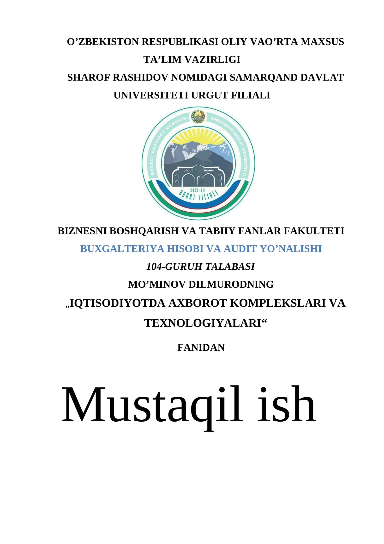 Axborot xavfsizligi va uni himoyalash