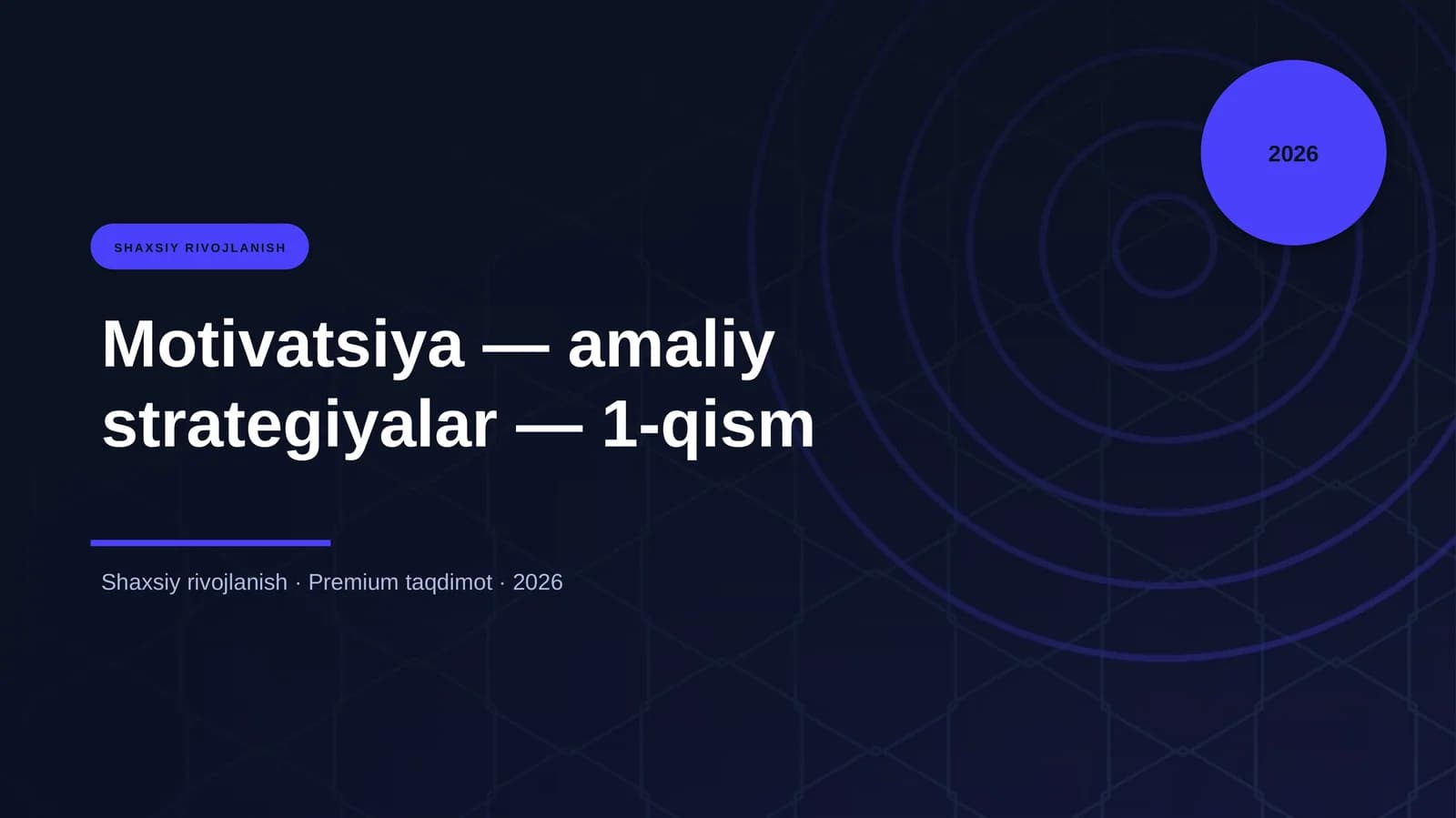 Motivatsiya — amaliy strategiyalar — 1-qism