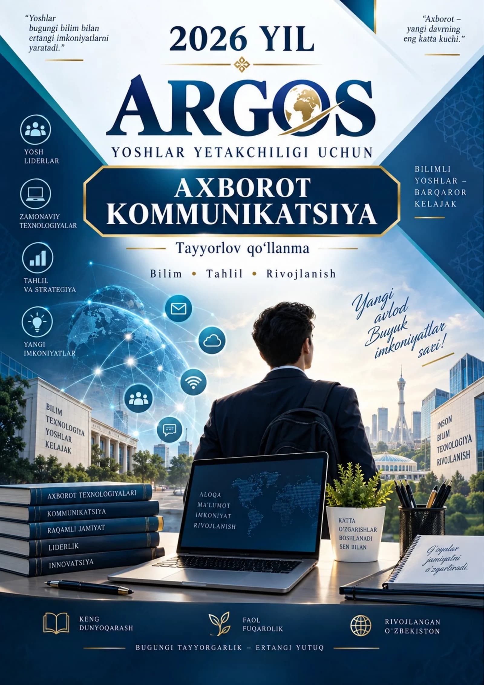 2026 ARGOS Yoshlar Yetakchiligi uchun Axborot-Kommunikatsiya Testlari 💻 | 116 ta Test Savoli