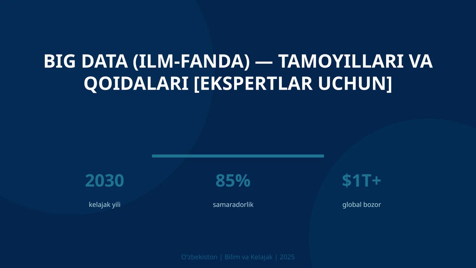 BIG DATA (ILM-FANDA) — TAMOYILLARI VA QOIDALARI [EKSPERTLAR UCHUN]