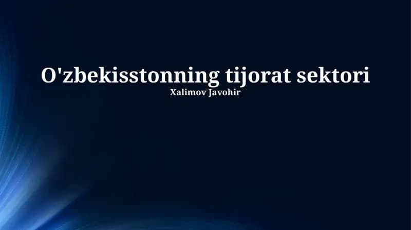 O'zbekisstonning tijorat sektori