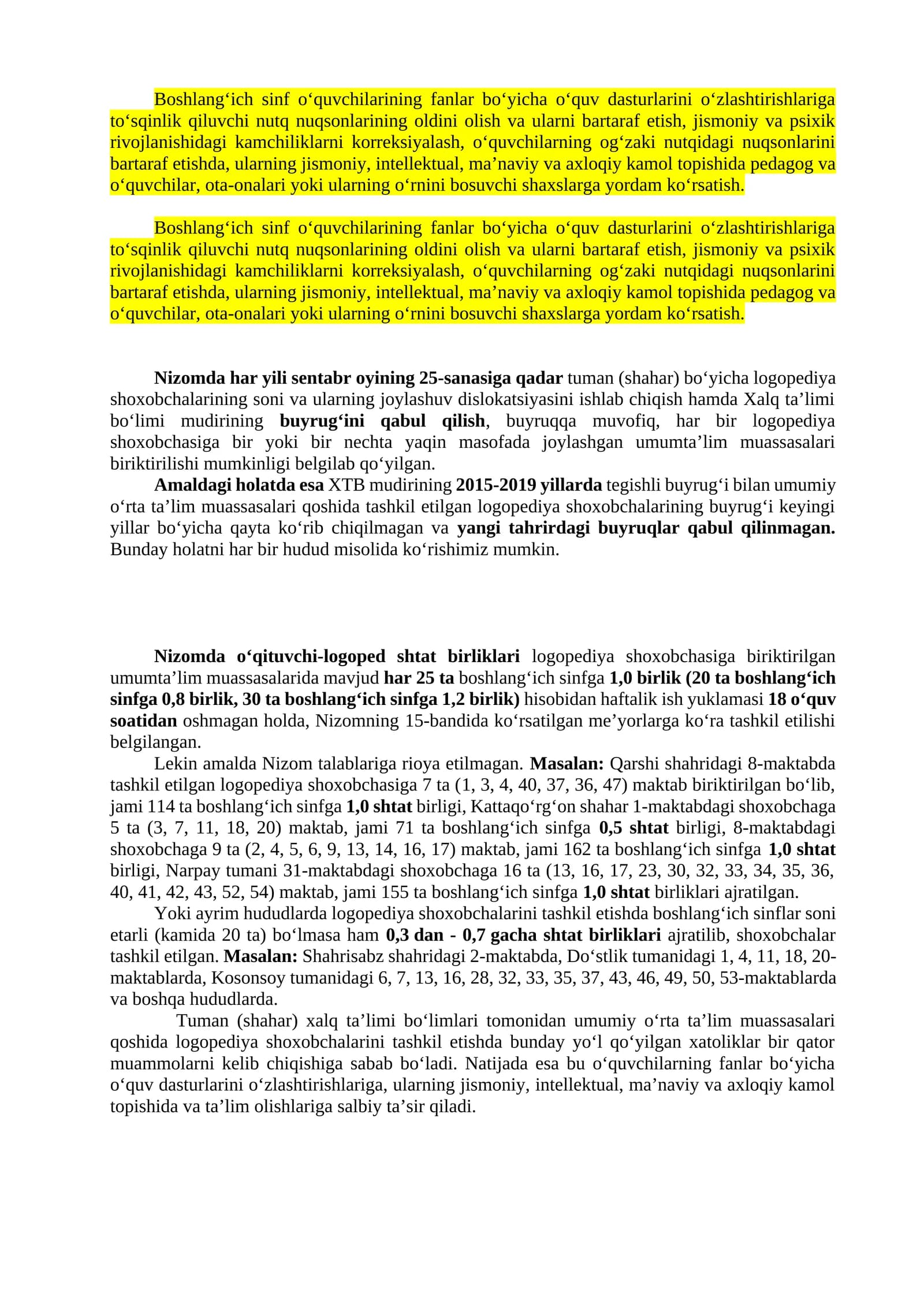 Boshlang‘ich sinf o‘quvchilarining fanlar bo‘yicha o‘quv dasturlarini o‘zlashtirishlariga to‘sqinlik qiluvchi nutq nuqsonlarining oldini olish va ularni bartaraf etish