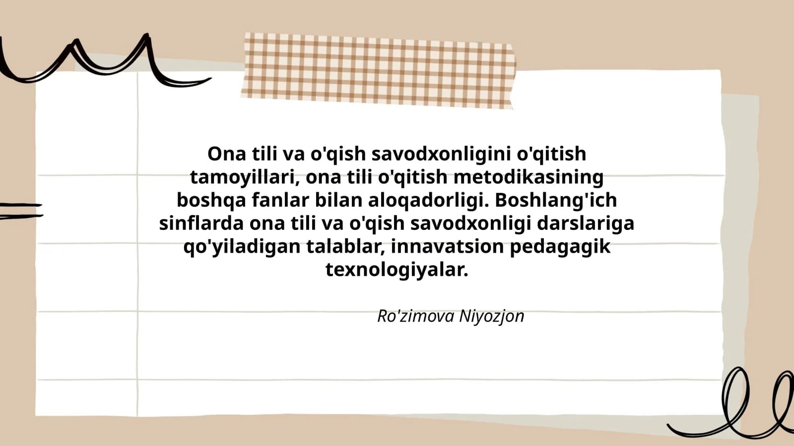 Ona tili va o'qish savodxonligini o'qitish tamoyillari