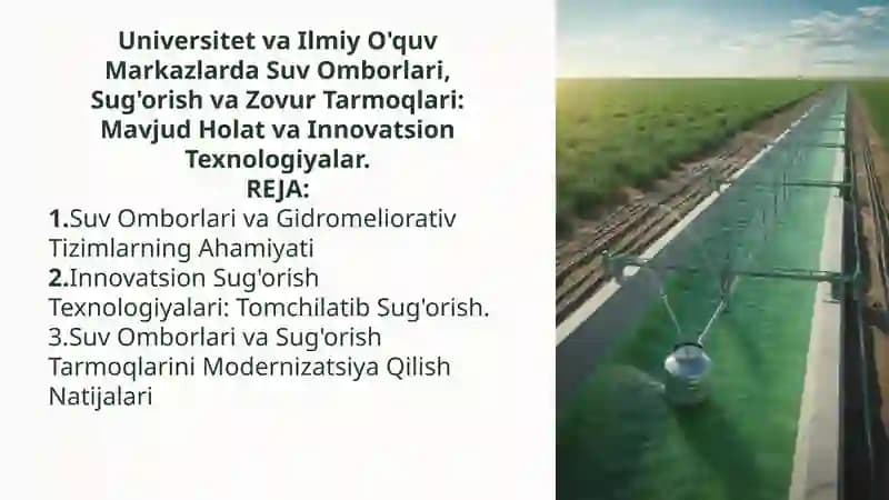 Suv Omborlari va Gidromeliorativ Tizimlarning Ahamiyati