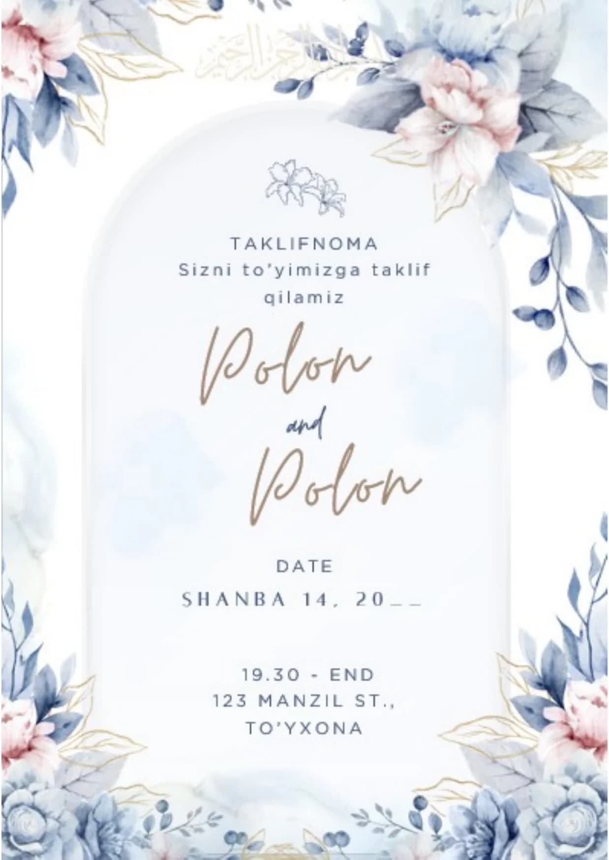 Taklifnoma SHABLON