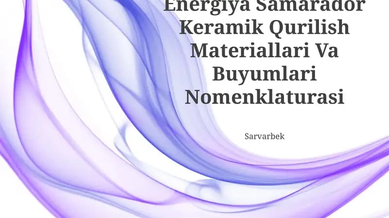 Energiya Samarador Keramik Qurilish Materiallari Va Buyumlari Nomenklaturasi