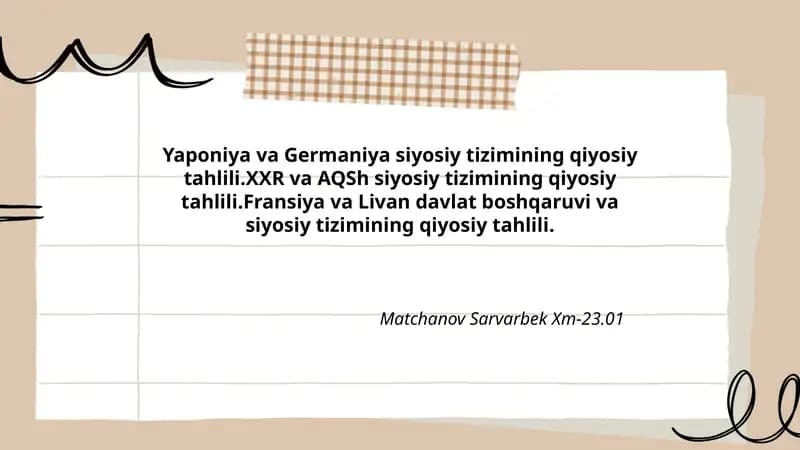 Yaponiya va Germaniya siyosiy tizimining qiyosiy tahlili