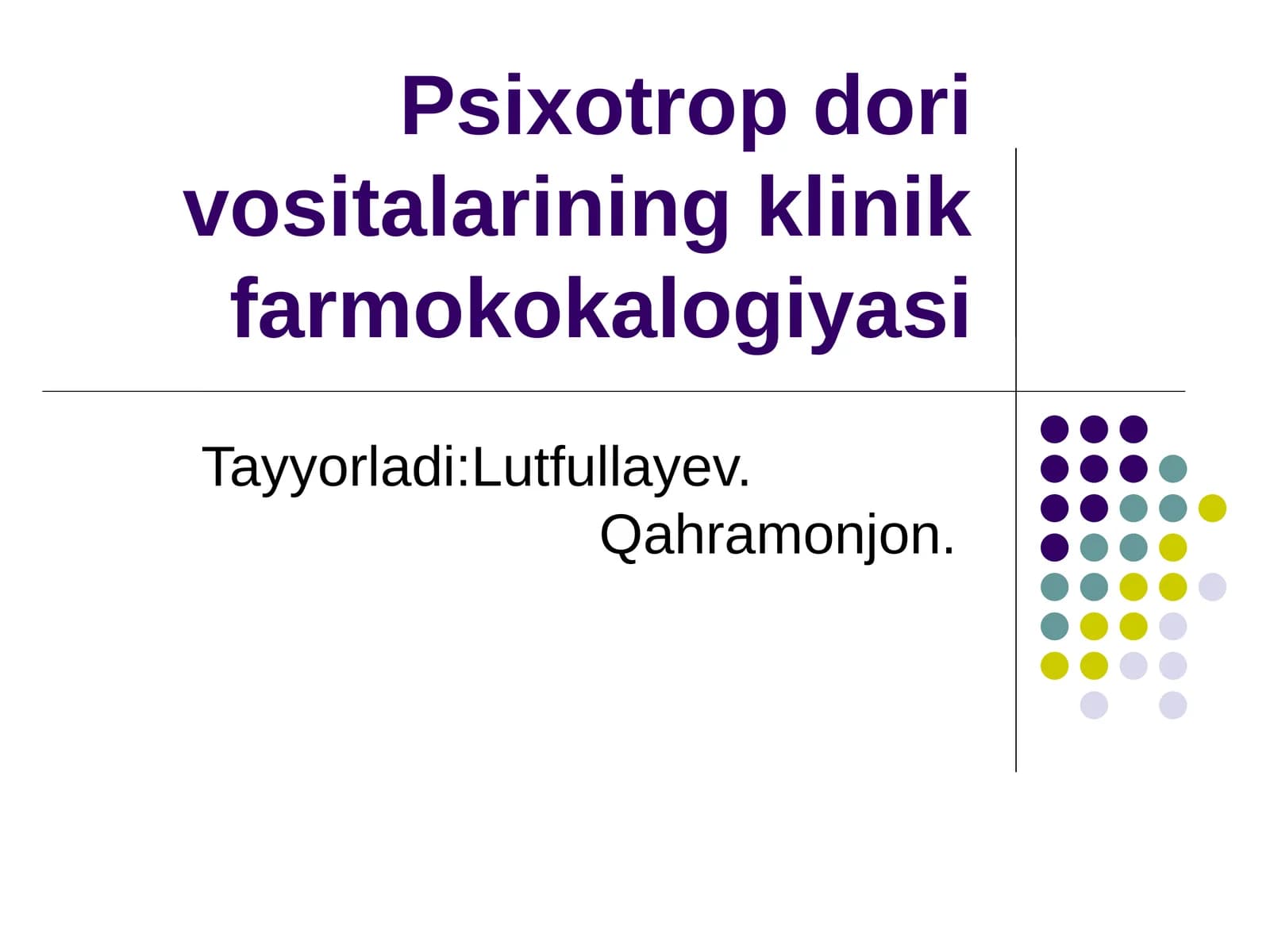 Psixotropdorivositalariningklinikfarmokokalogiyasi