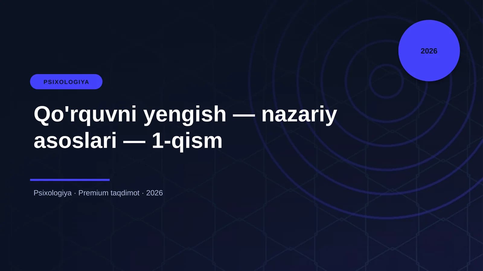 Qo'rquvni yengish — nazariy asoslari — 1-qism