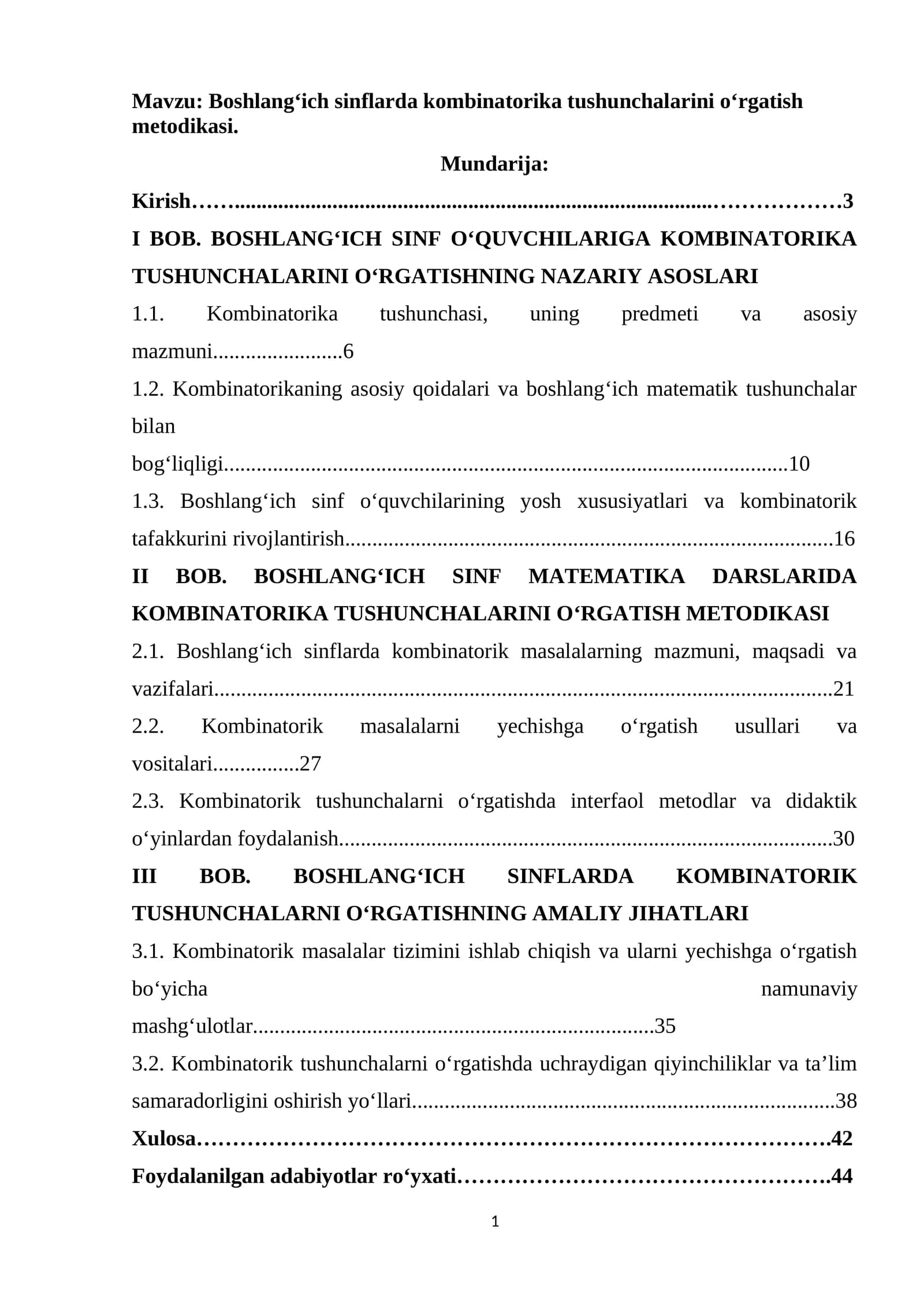 Boshlang‘ich sinflarda kombinatorika tushunchalarini o‘rgatish metodikasi