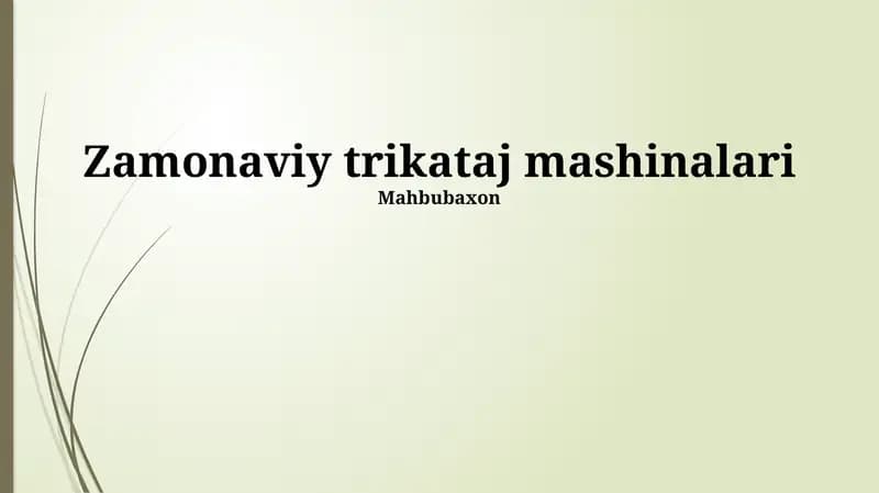 Zamonaviy trikataj mashinalari