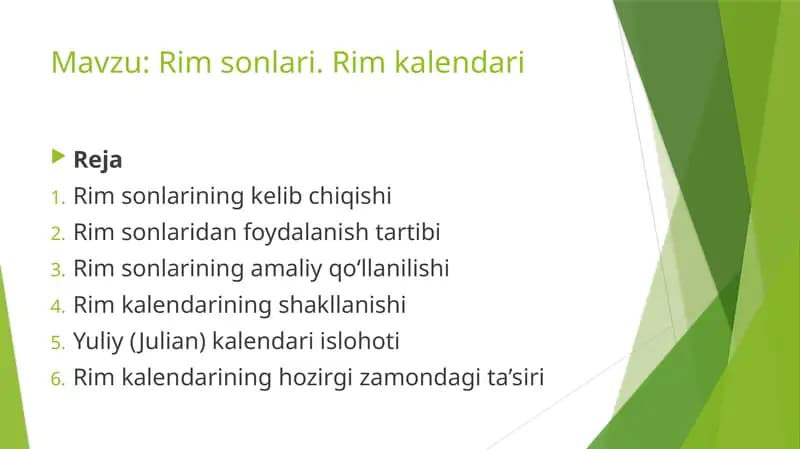 Rim sonlari. Rim kalendari