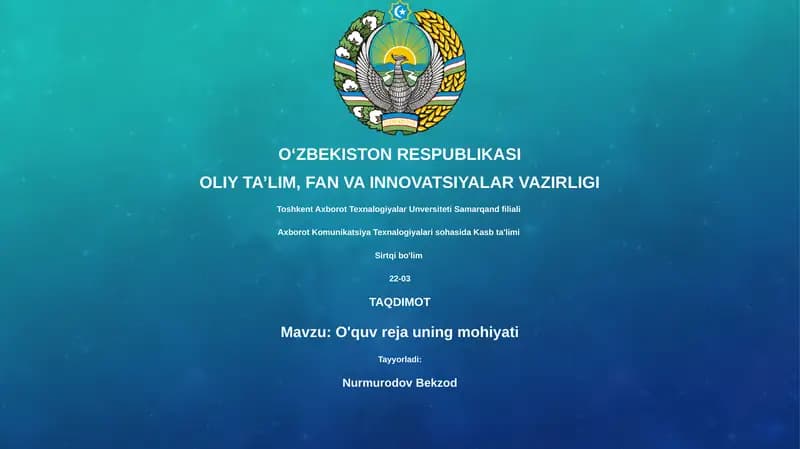 O'quv reja uning mohiyati