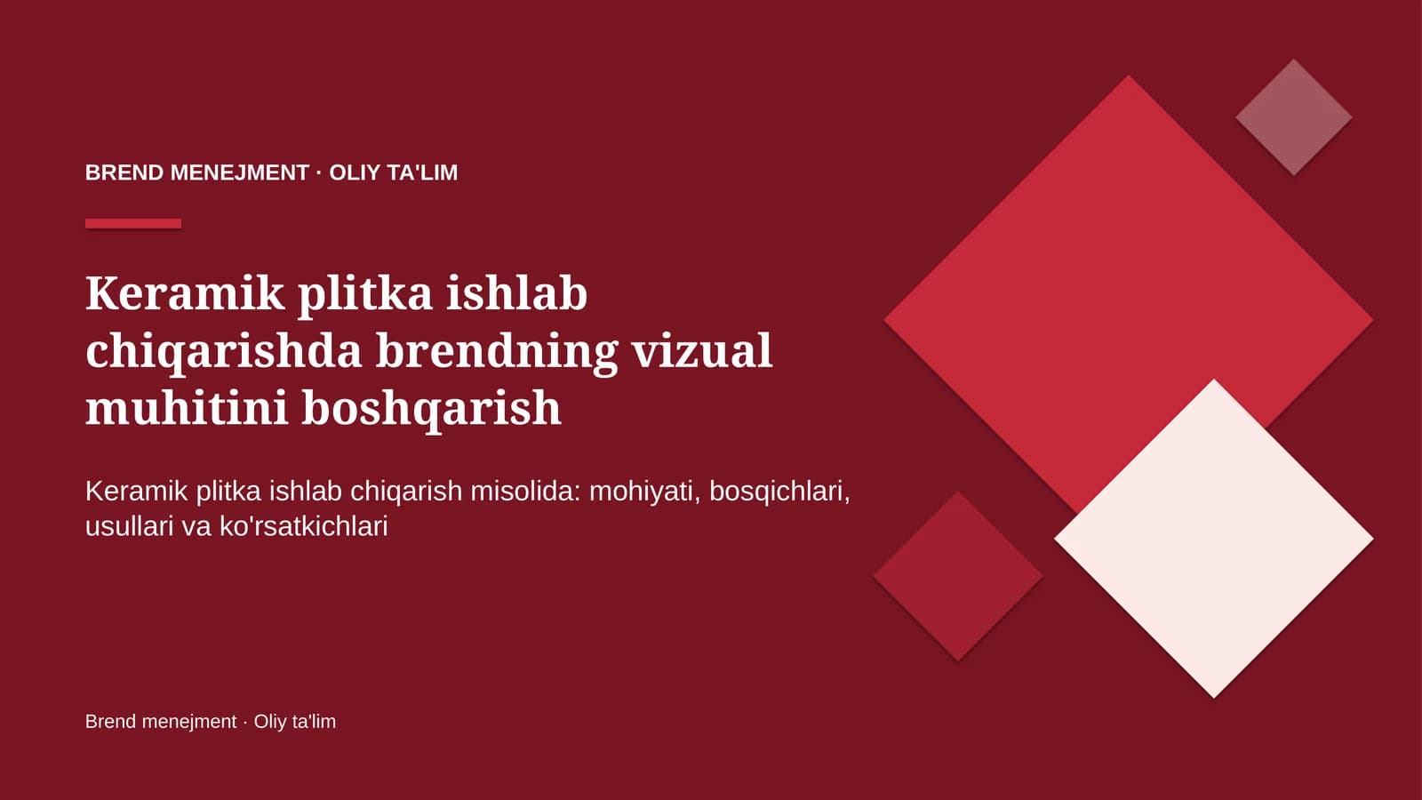 Keramik plitka ishlab chiqarishda brendning vizual muhitini boshqarish