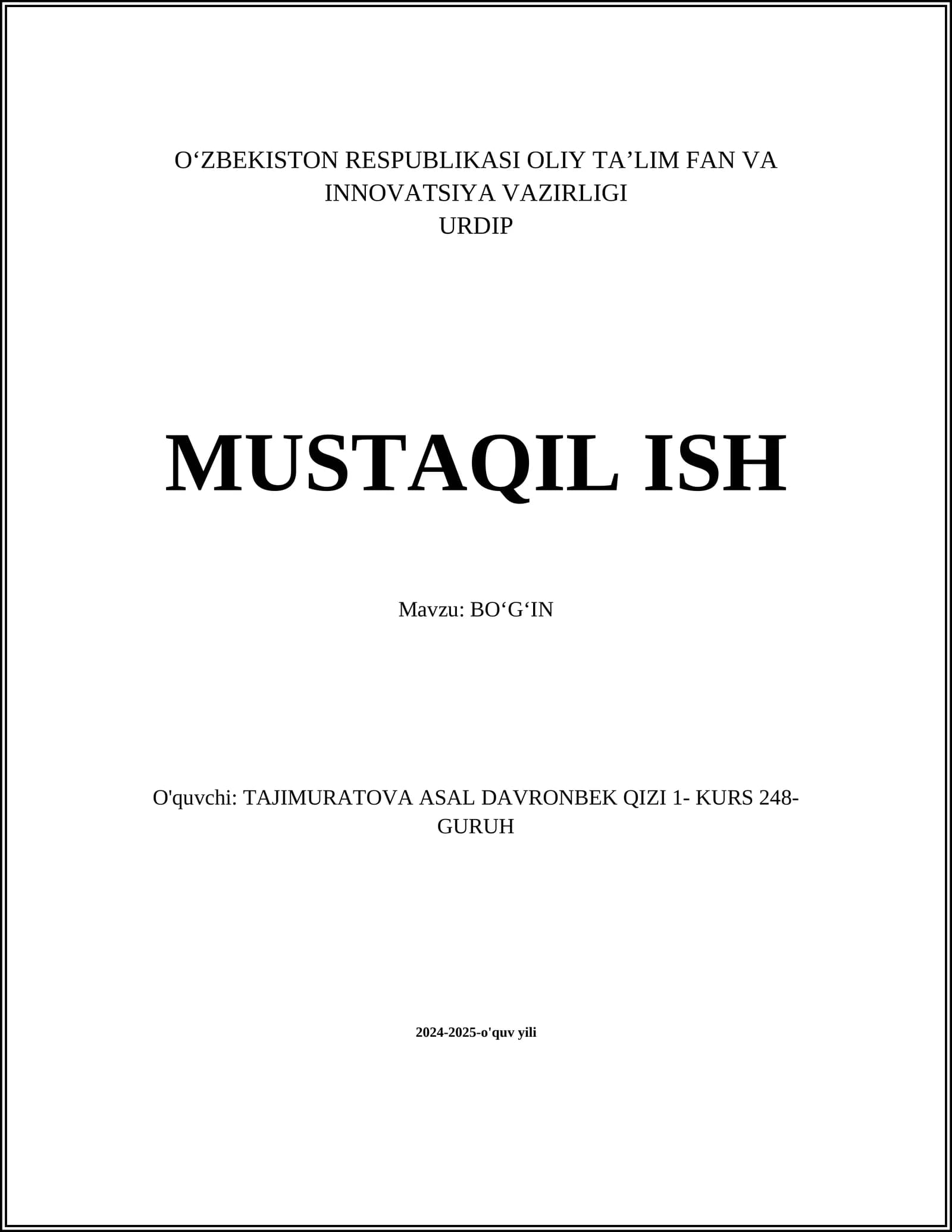 BOʻGʻIN
