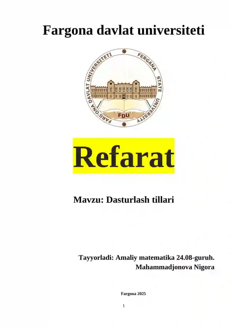 Dasturlash Tillari