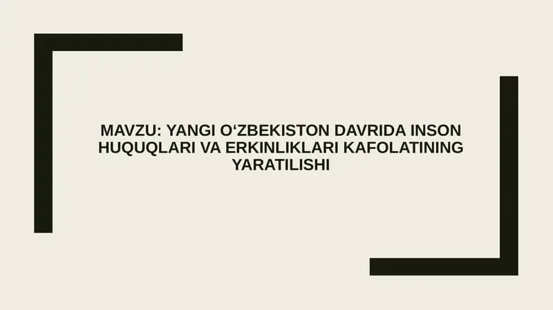 Yangi O‘zbekiston davrida inson huquqlari va erkinliklari kafolatining yaratilishi