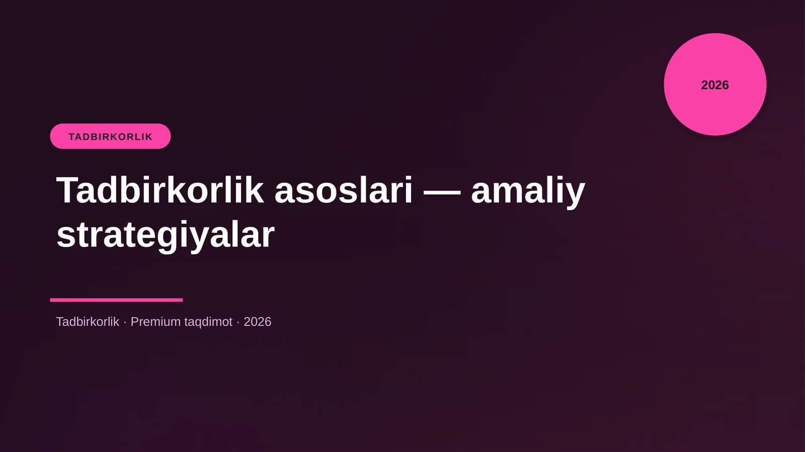 Tadbirkorlik asoslari — amaliy strategiyalar
