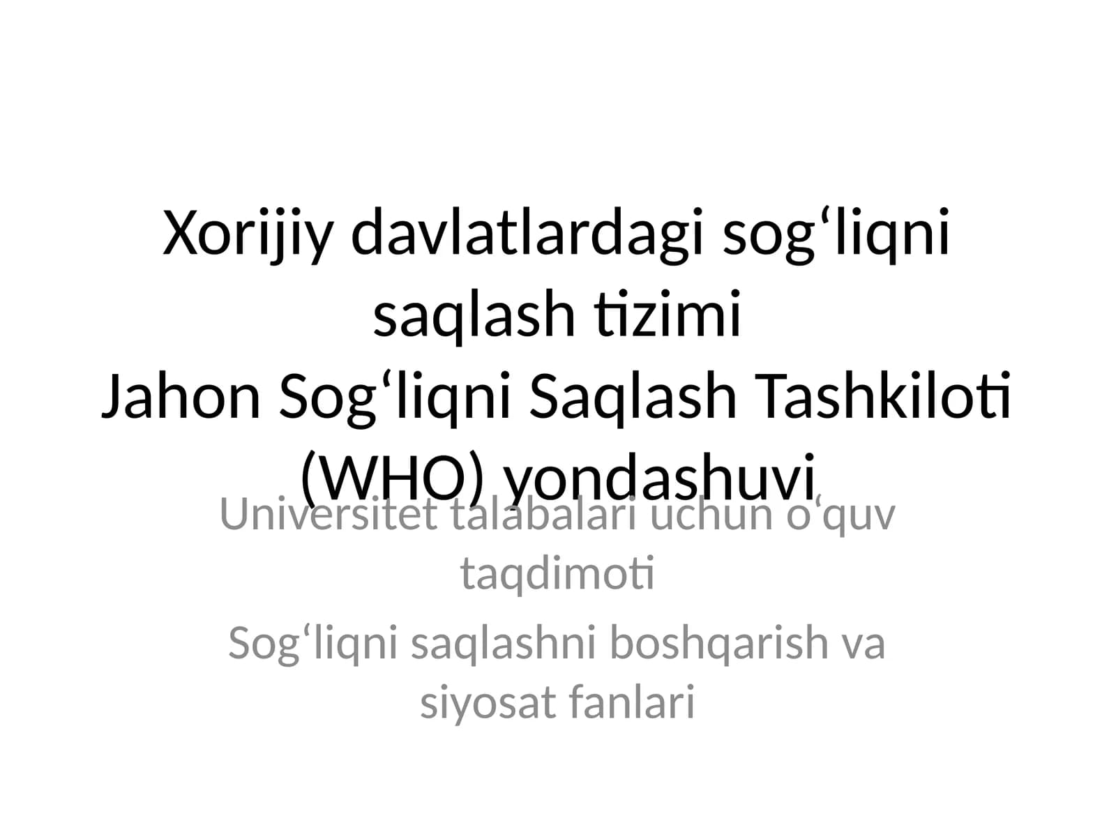 Sog‘liqni saqlash tizimi