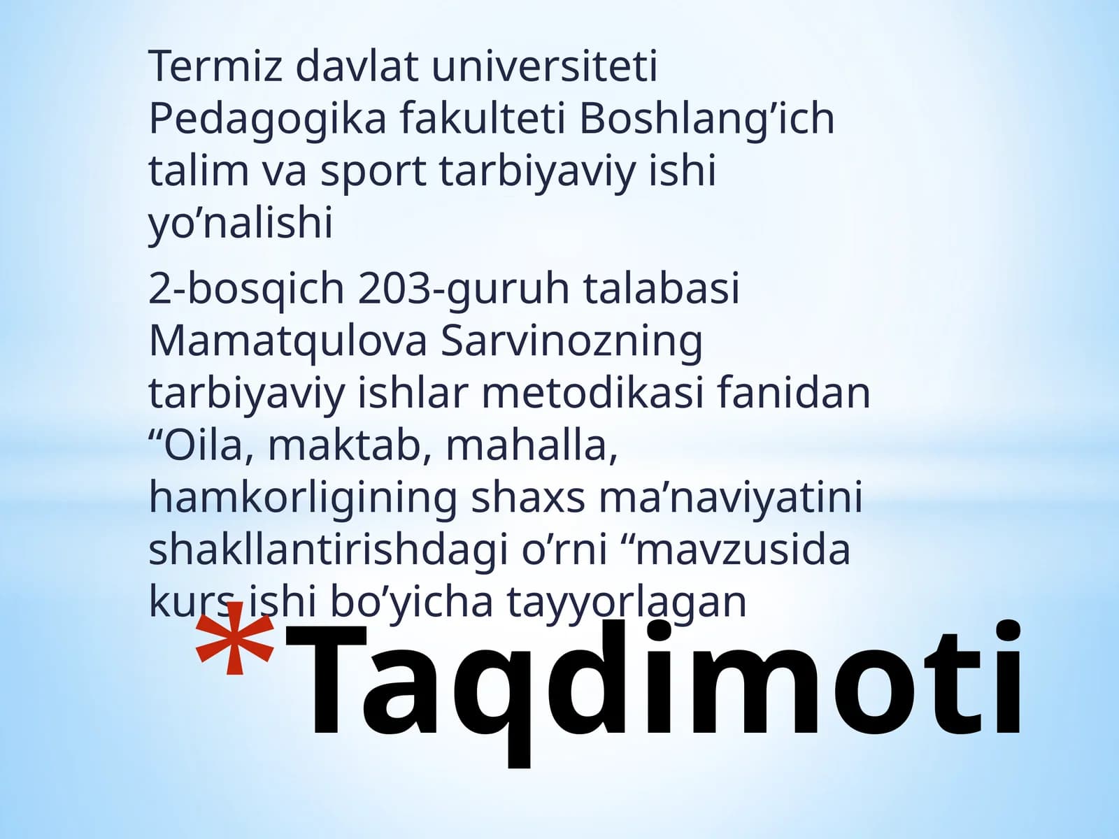 Oila, maktab, mahalla, hamkorligi