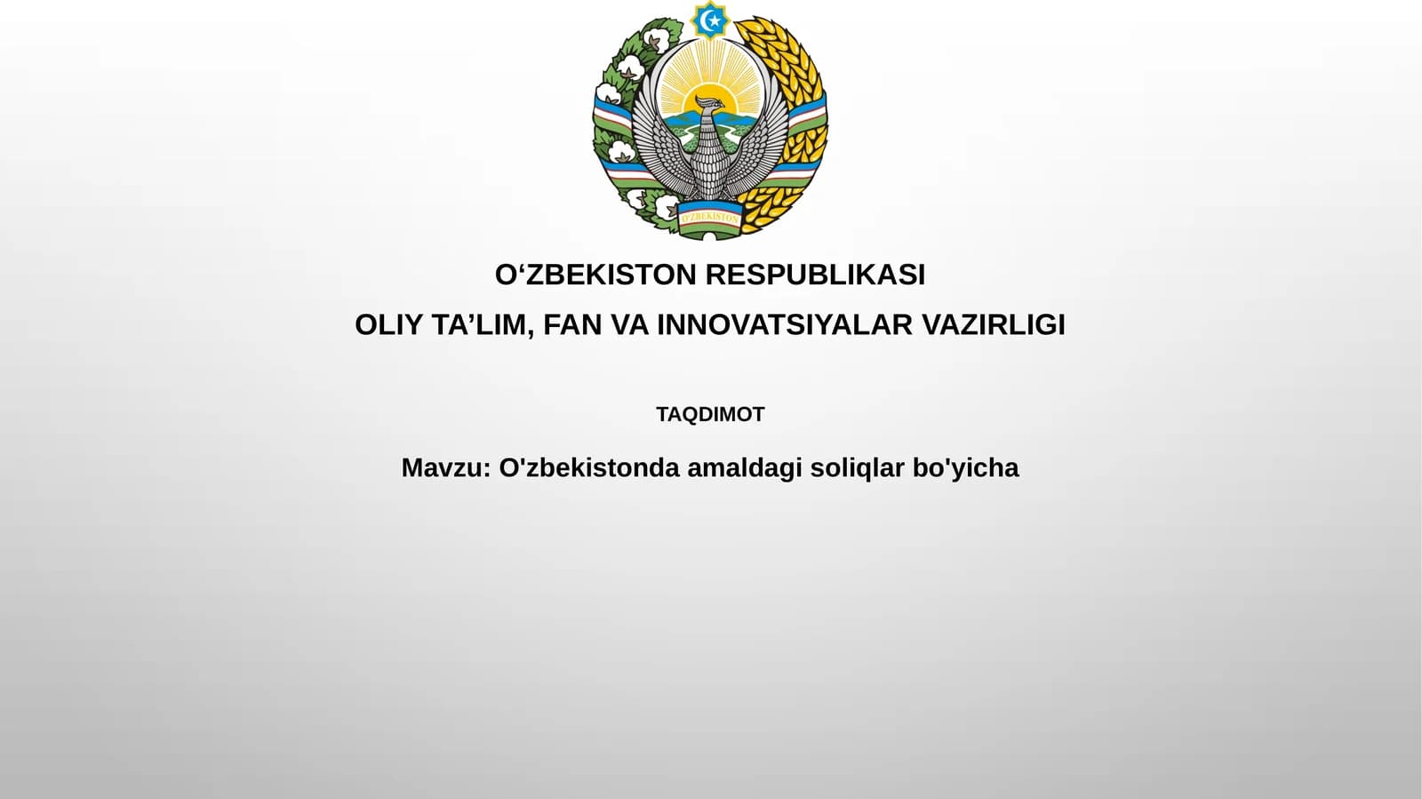 O'zbekistonda amaldagi soliqlar bo'yicha