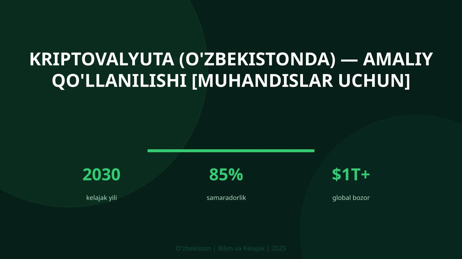 Kriptovalyuta (O'zbekistonda) — amaliy qo'llanilishi [muhandislar uchun]
