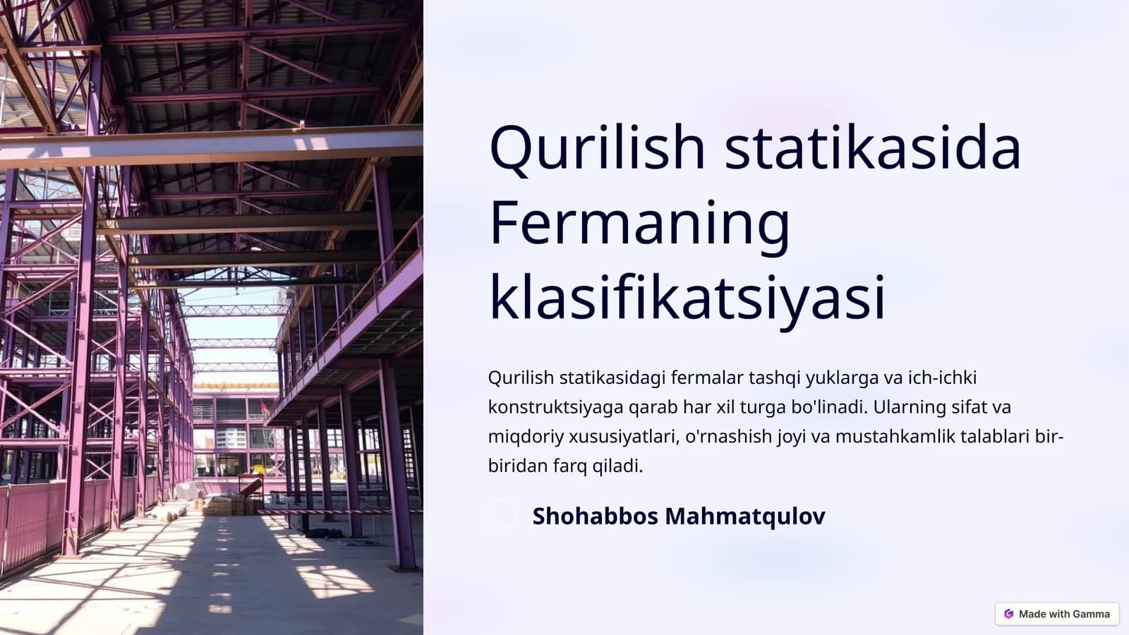 Qurilish statikasida Fermaning klasifikatsiyasi