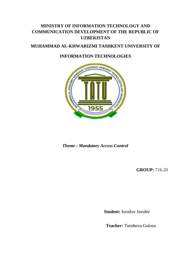 Mandatory Access Control (MAC)