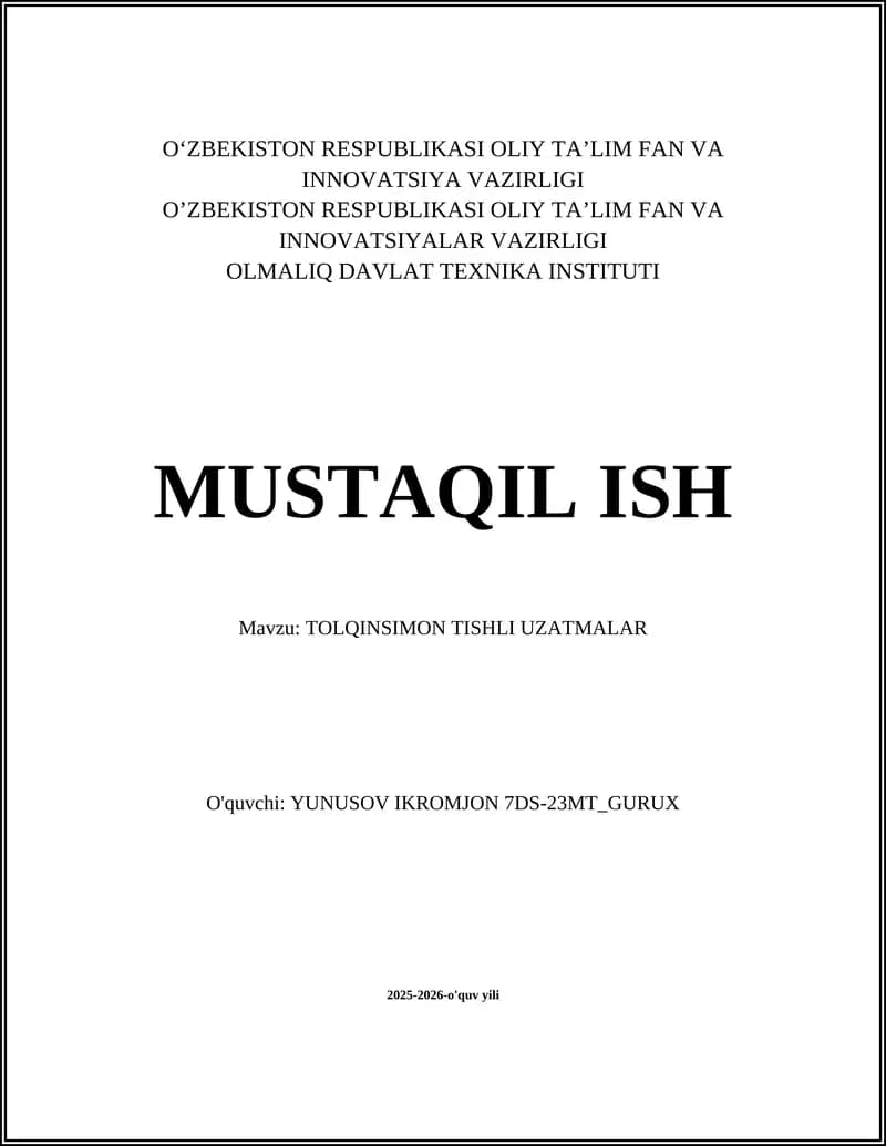 Tolqinsimon tishli uzatmalar