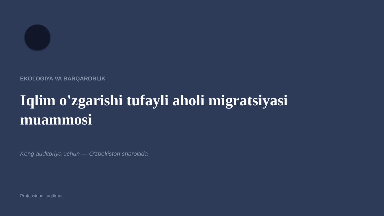 Ekologiya va Barqarorlik