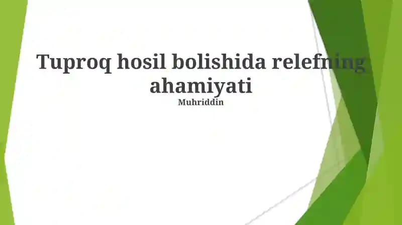 Tuproq hosil bolishida relefning ahamiyati